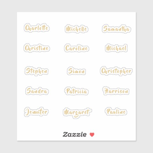 Individuele namen Elegant Goud Kalligrafie Script Sticker (Vel)
