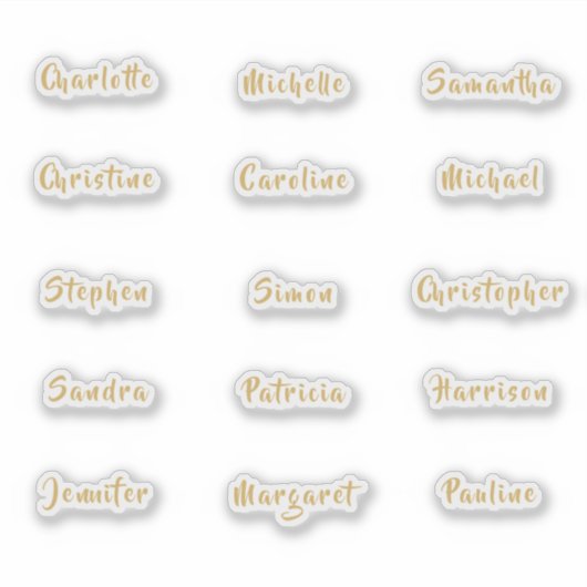 Individuele namen Elegant Goud Kalligrafie Script Sticker (Voorkant)
