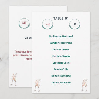 Individuele tafelplattegrond Chic – Harmony Journe Kaart