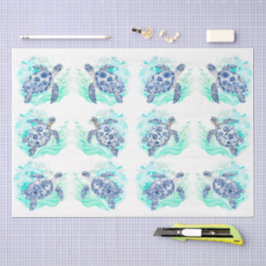 Individuele vintage geïnspireerde blauwe en witte  tissuepapier