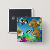 Indo Pacific Reef Fish Pin Vierkante Button 5,1 Cm (Voorkant /achterkant)