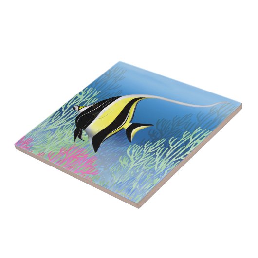 Indo Pacific Reef Moorish Idol Fish Tile Tegeltje (Zijkant)