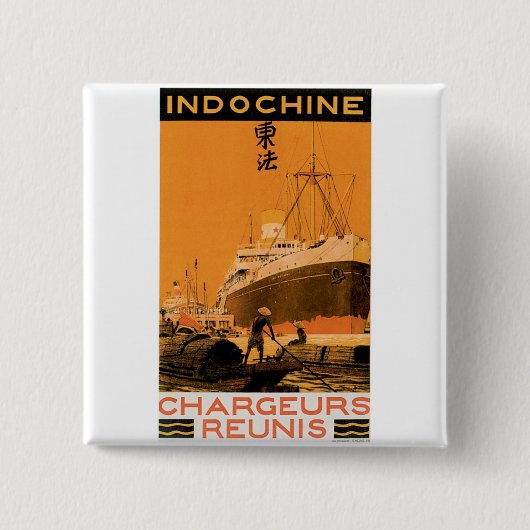 Indochine Chargeurs Reunis Vierkante Button 5,1 Cm (Voorkant)