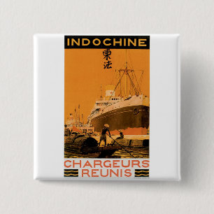 Indochine Chargeurs Reunis Vierkante Button 5,1 Cm