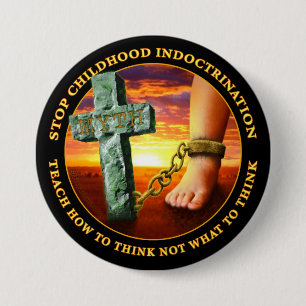Indoctrinatie bij kinderen stoppen ronde button 7,6 cm