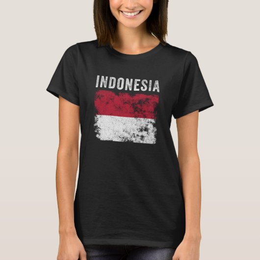 Indonesia Flag Distressed Men Women Kids Indonesia T-shirt (Voorkant)