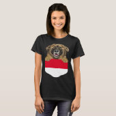 Indonesia Flag Leonberger Dog In Pocket T-shirt (Voorkant volledig)