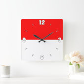 Indonesia Flag Numbers Red White Patriotic  Vierkante Klok (Huis)