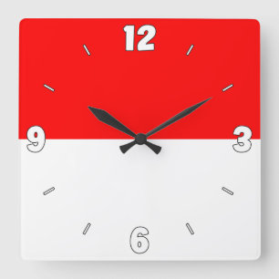 Indonesia Flag Numbers Red White Patriotic Vierkante Klok