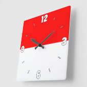 Indonesia Flag Numbers Red White Patriotic  Vierkante Klok (Hoek)