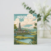 Indonesia Illustration Travel Art Vintage Briefkaart (Staand voorkant)