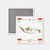 Indonesia Map + Flags Magnet (Voorkant / Achterkant)