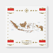 Indonesia Map + Flags Magnet (Voorkant)