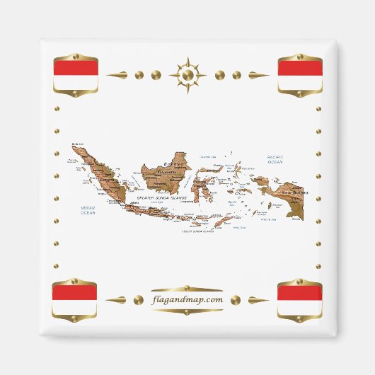 Indonesia Map + Flags Magnet (Voorkant)