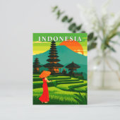 Indonesia Sunset Temple and Rice Terraces Briefkaart (Staand voorkant)