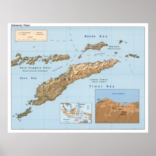 Indonesia Timor Map 1999 Poster (Voorkant)