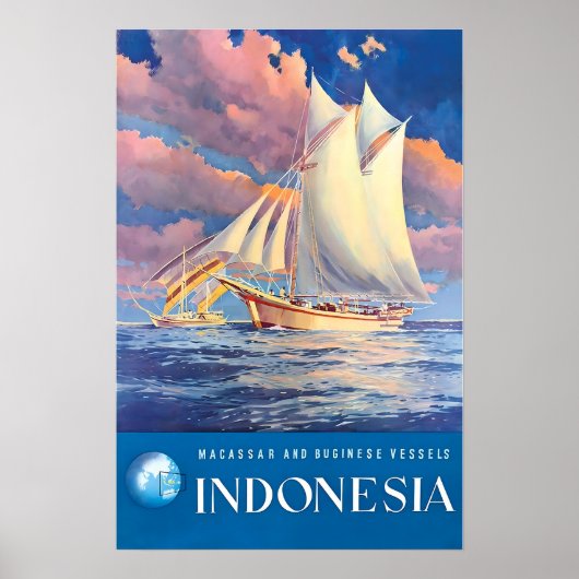 Indonesia Travel Poster Bugis People Art Buginese (Voorkant)