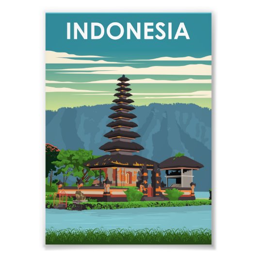 Indonesia Vintage Minimal Retro Travel Poster (Voorkant)