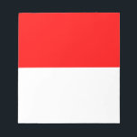 Indonesian Flag (Indonesia) Notitieblok<br><div class="desc">This design features the national flag of Indonesia, which is an island country in Southeast Asia and Oceania, between the Indian and Pacific Oceans. It is currently the fourteenth largest country in the world by land area, and is home to almost 300 million people, making it the world's fourth most...</div>