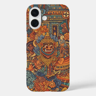 Indonesian indigenous hindu art design iPhone 16 hoesje