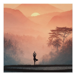 Indonesië Bali Natuur Yoga Vintage Perfect Poster