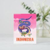 Indonesië Draak retro reisposter Briefkaart (Staand voorkant)
