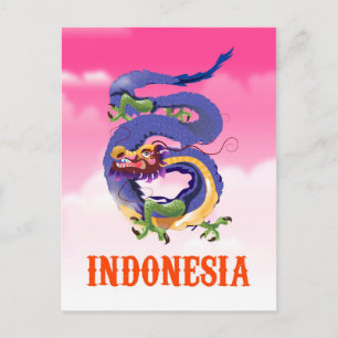 Indonesië Draak retro reisposter Briefkaart