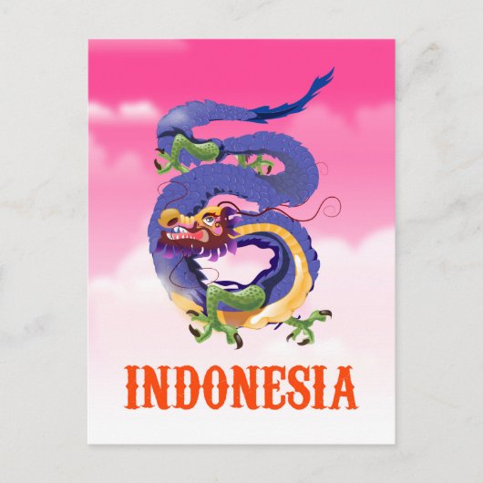 Indonesië Draak retro reisposter Briefkaart (Voorkant)