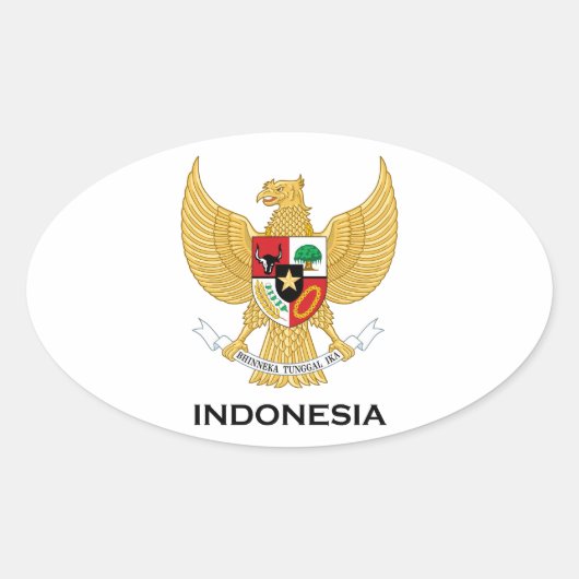 INDONESIË - embleem/vlag/wapen/symbool Ovale Sticker (Voorkant)