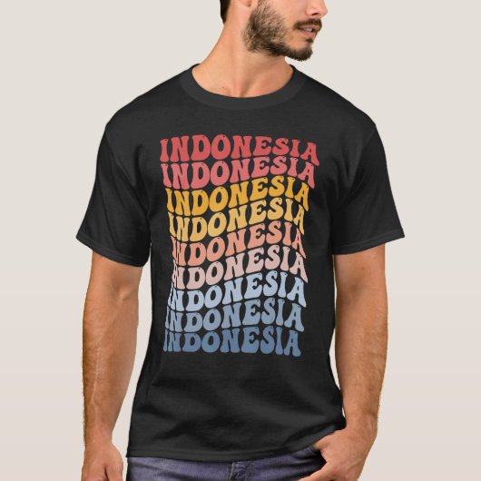 Indonesië Groovy Retro Indonesisch T-shirt (Voorkant)