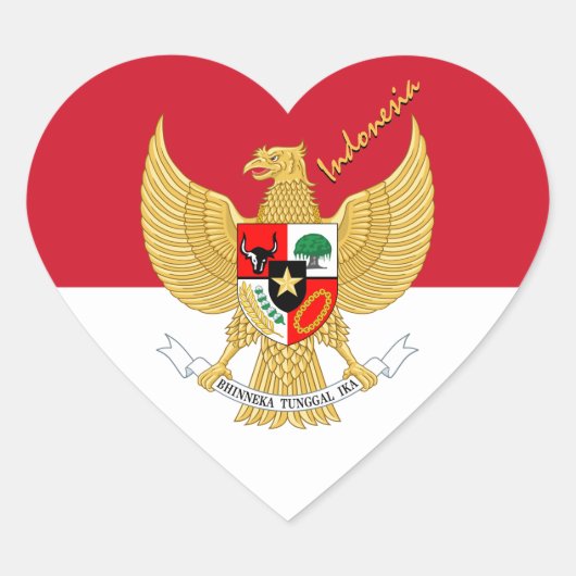 Indonesië Hart Sticker, Patriottische Indonesische Sticker (Voorkant)