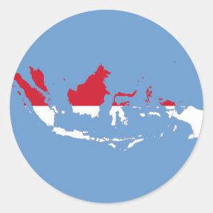 Indonesië ID, Jakarta, Vlaggenkaart Ronde Sticker