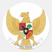 Indonesië, ID, Wapen Ronde Sticker (Voorkant)