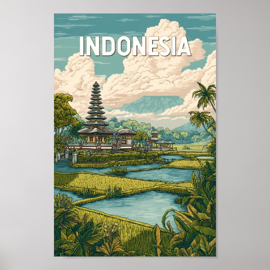 Indonesië Illustratie Reis Kunst Vintage Poster (Voorkant)