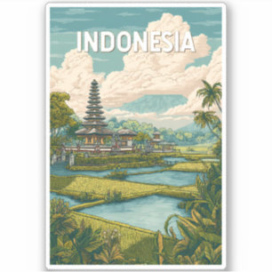 Indonesië Illustratie Reis Kunst Vintage Sticker