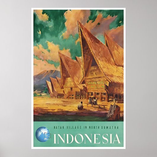 Indonesië Kunst Sumatra Reisposter Batak Dorp Poster (Voorkant)