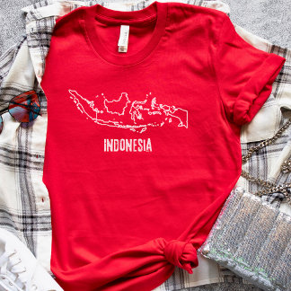 Indonesië Landkaart Grensvorm Indonesische Lijn T-shirt