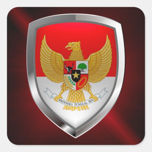 Indonesië Metallic Emblem Vierkante Sticker (Voorkant)