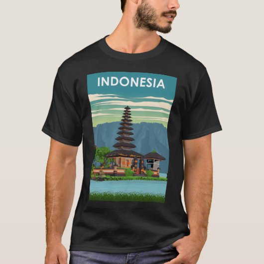 Indonesië  Minimal Retro Travel Poster T-shirt (Voorkant)