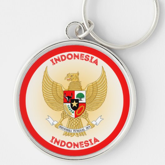 Indonesië Nationale Embleem Cirkel Vorm Sleutelhanger (Voorkant)