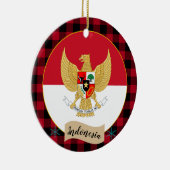 Indonesië, Rode buffels en Indonesische vlag Keramisch Ornament (Rechts)