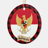 Indonesië, Rode buffels en Indonesische vlag Keramisch Ornament (Links)