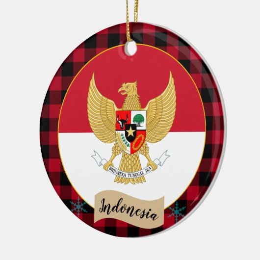 Indonesië, Rode buffels en Indonesische vlag Keramisch Ornament (Links)