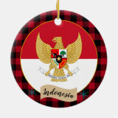 Indonesië, Rode buffels en Indonesische vlag Keramisch Ornament (Achterkant)