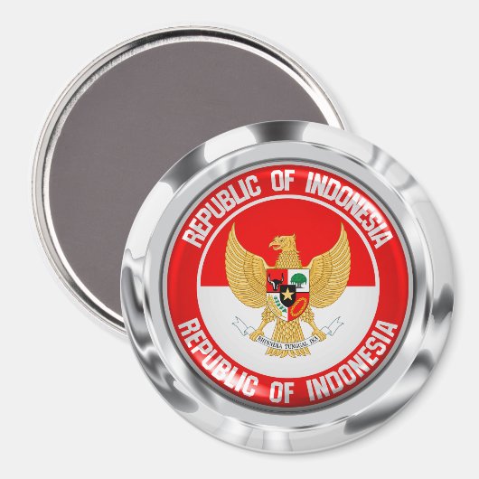 Indonesië Round Emblem Magneet (Voorkant / Achterkant)