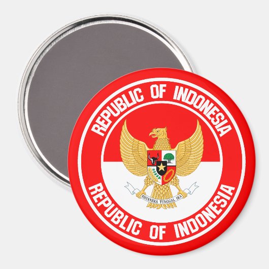Indonesië Round Emblem Magneet (Voorkant / Achterkant)