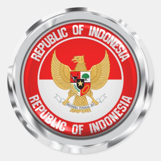 Indonesië Round Emblem Ronde Sticker (Voorkant)