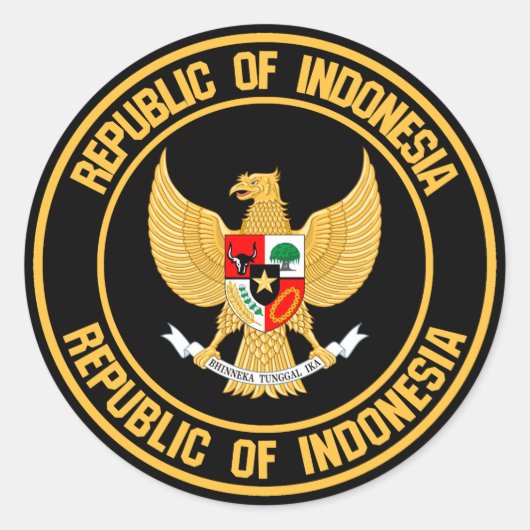 Indonesië Round Emblem Ronde Sticker (Voorkant)