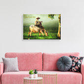 Indonesië Schilderachtig landschap met buffel en b Canvas Afdruk (Insitu (Woonkamer))