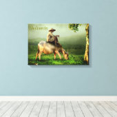 Indonesië Schilderachtig landschap met buffel en b Canvas Afdruk (Insitu (Houten vloer))
